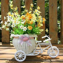 Adornio White Tricycle Flower Basket | Wedding Giveaways, Anniversary or Home Decoration