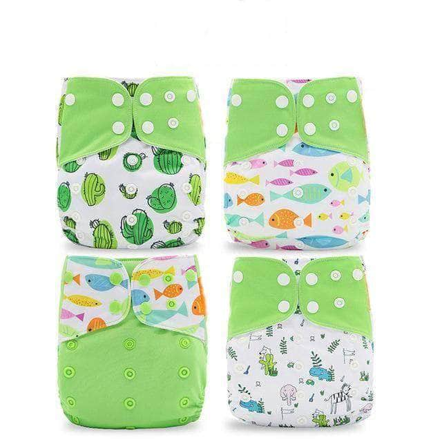 Awry 4-Pack Washable Eco-Friendly Cloth Diaper, Adjustable & Reusable Nappy