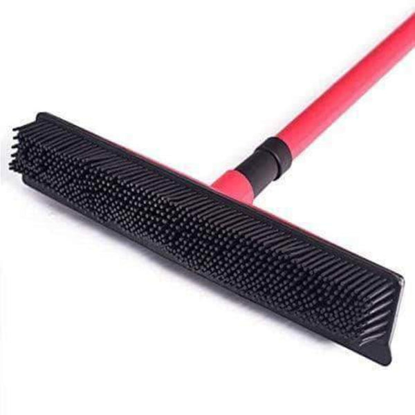 Buttercup Rubber Broom Carpet Sweeper with Squeegee Adjustable Long Handle, Red - Ooala