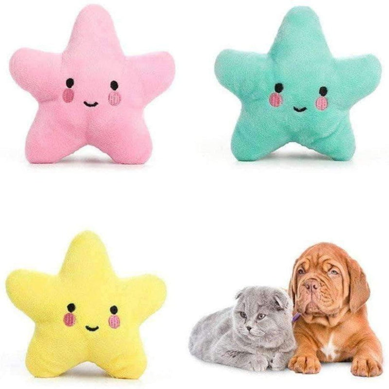 Hiputi Giftable World Star Pet 13cm Plush Pet Toy Smiling Star Squeaker Dog Chew Toy - Ooala