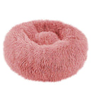 Cuppy Calming Faux Fur Donut Cuddler Bed for Dogs & Cats | Washable Round Pillow | Leather Pink