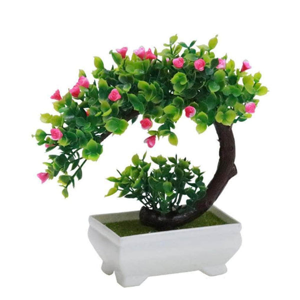 Funterior Rose Style Artificial Bonsai Tree Plants | Small Ornaments For Home Decoration