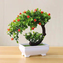 Funterior Rose Style Artificial Bonsai Tree Plants | Small Ornaments For Home Decoration