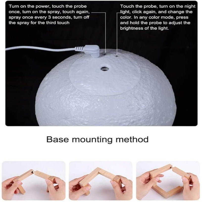 LeafHaze 3D Ultrasonic USB Moon Humidifier with LED Night Lamp