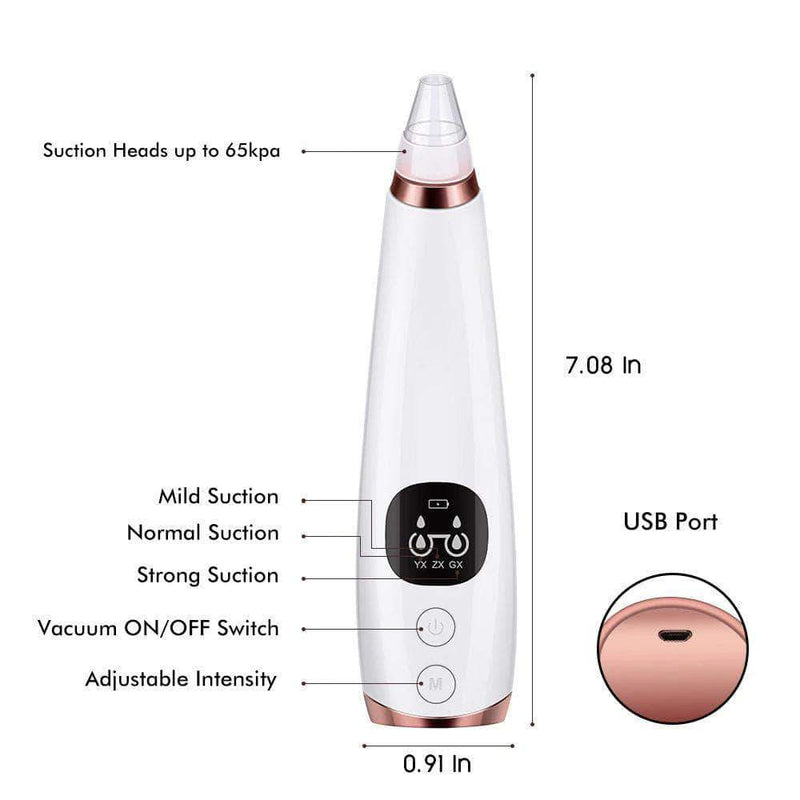 Luxskin Blackhead Remover | Pore Electric Vacuum with 6 Replacement Suction Head - Ooala