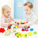 Babop 155 Pcs Wooden Geometric Shape Puzzles  Blocks Set