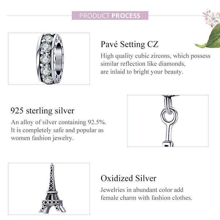 Lacic 925 Sterling Silver Paris Eiffel Tower Landmark Charms