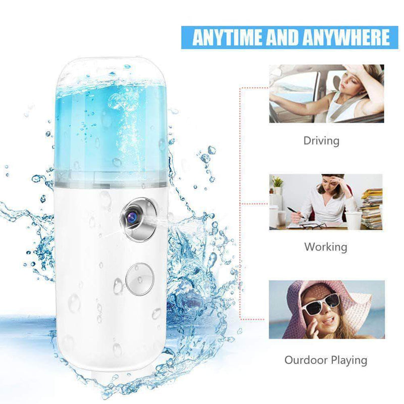 Lores Portable Moisturizing Mist Sprayer Mini Nano Facial Steamer Skin Care with USB Rechargeable - Ooala