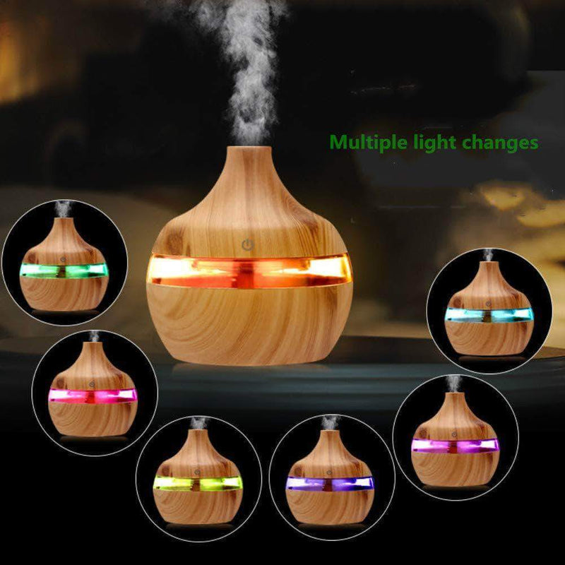 Purex Cool Mist Humidifier | Aroma Essential Oil Diffuser | Changing LED Lights, Lt. Wood Grain 300ml - Ooala