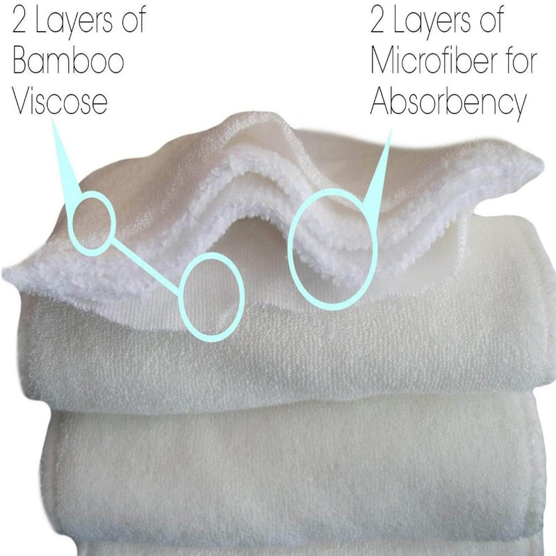 BabyQuest 4 Layers Cloth Diaper, Washable and Reusable Bamboo Cloth Diaper Inserts