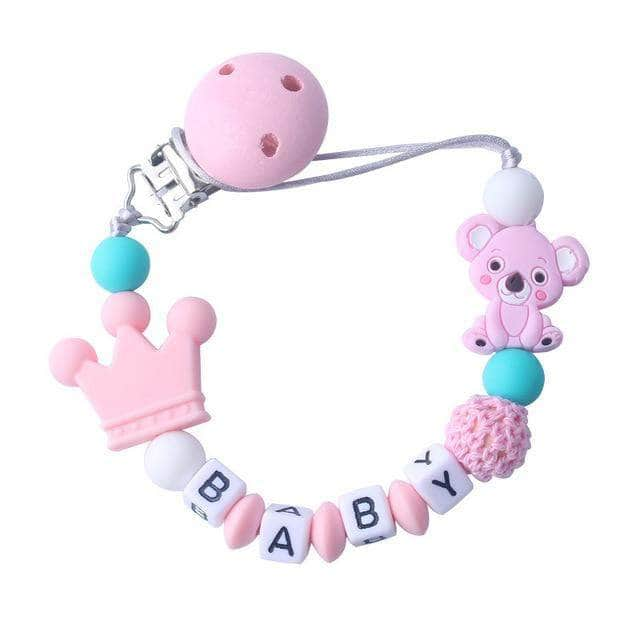 Siliconistic Silicone Koala & Beads Pacifier Clip | Baby Teething Soother Chew Toy Holder