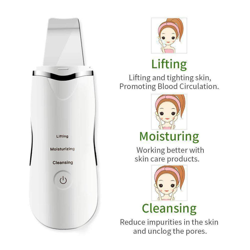 Tuimb Ultrasonic Facial Scrubber Spatula with USB Charger, Face Peeling Deep Cleaning Beauty Device - Ooala