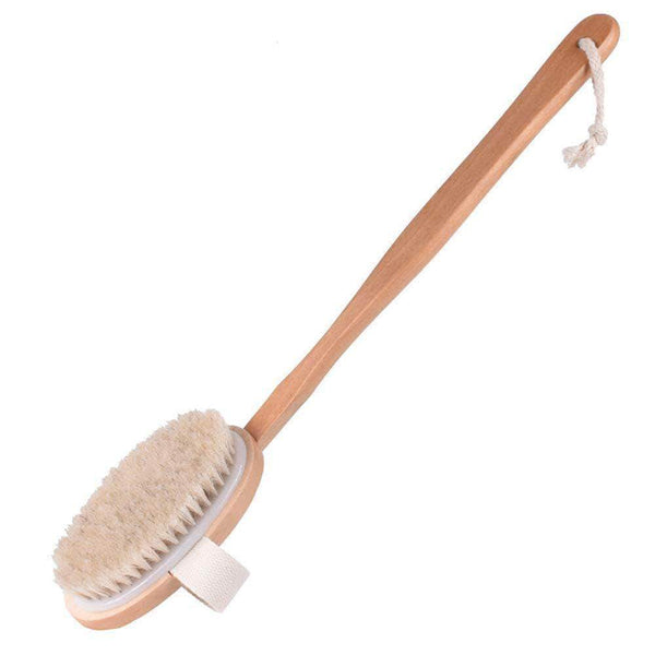 Vaintage Bath Body Brush Natural Bristles Back Scrubber With Long Wooden Handle For Exfoliating - Ooala