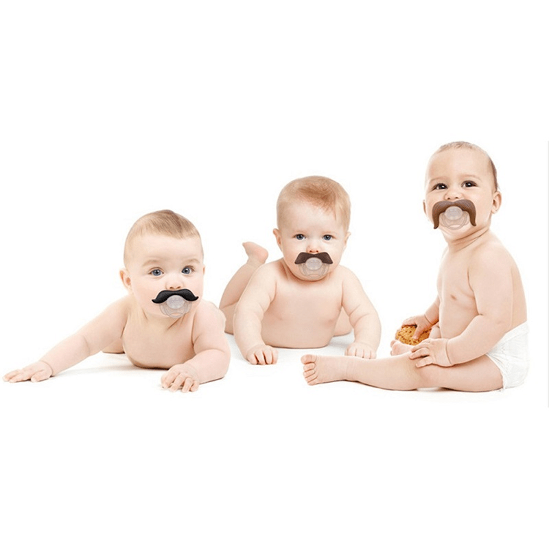 Viaxos Mustache Baby Pacifier | Silicone Nipple Teething Toy | Black