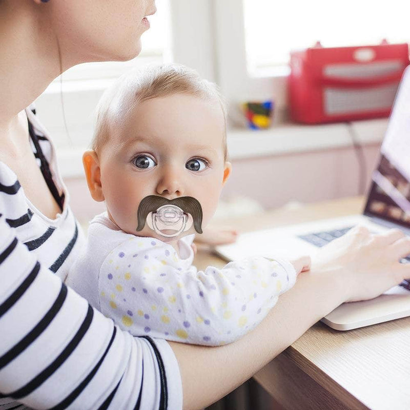 Viaxos Mustache Baby Pacifier | Silicone Nipple Teething Toy | Brown