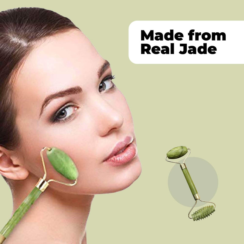 WellSpa Jade Facial Roller Massager, Natural Anti-aging for Face and Neck - Ooala