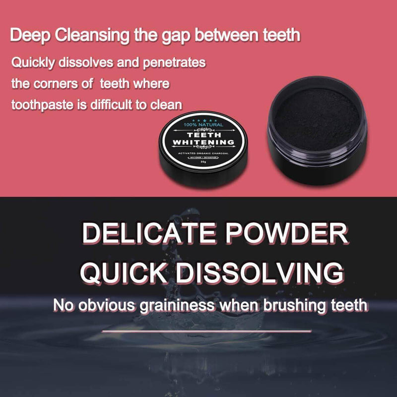 Woodesh Teeth Whitening Bamboo Charcoal Powder | Freshens Breath, Anti-Bacterial